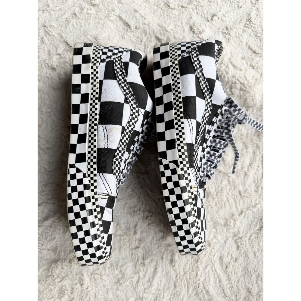 Vans Old Skool All Over Checkerboard Platform Sneakers Black True White 8 - Picture 9 of 11